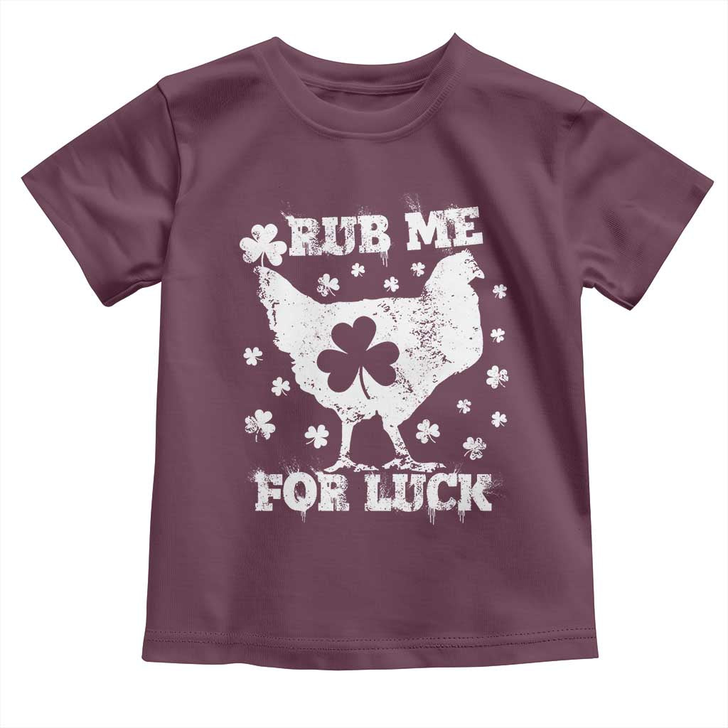 Funny St Patricks Day Toddler T Shirt Rub Me For Luck Shamrock Irish Cock Chicken