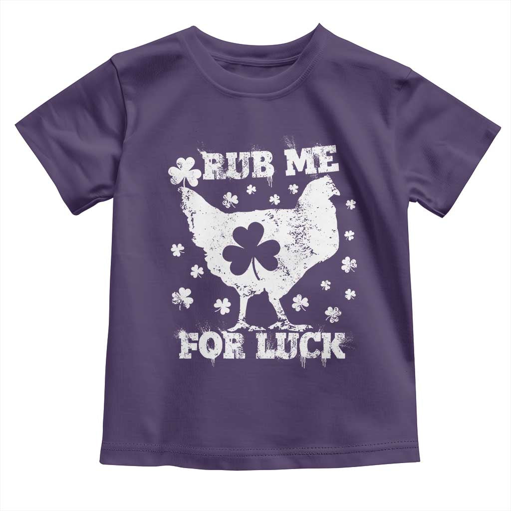 Funny St Patricks Day Toddler T Shirt Rub Me For Luck Shamrock Irish Cock Chicken