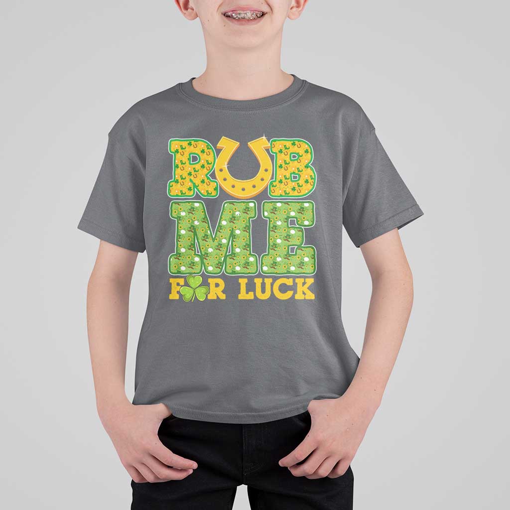 Funny St Patricks Day T Shirt For Kid Rub Me For Luck Shamrock Adult Humor - Wonder Print Shop