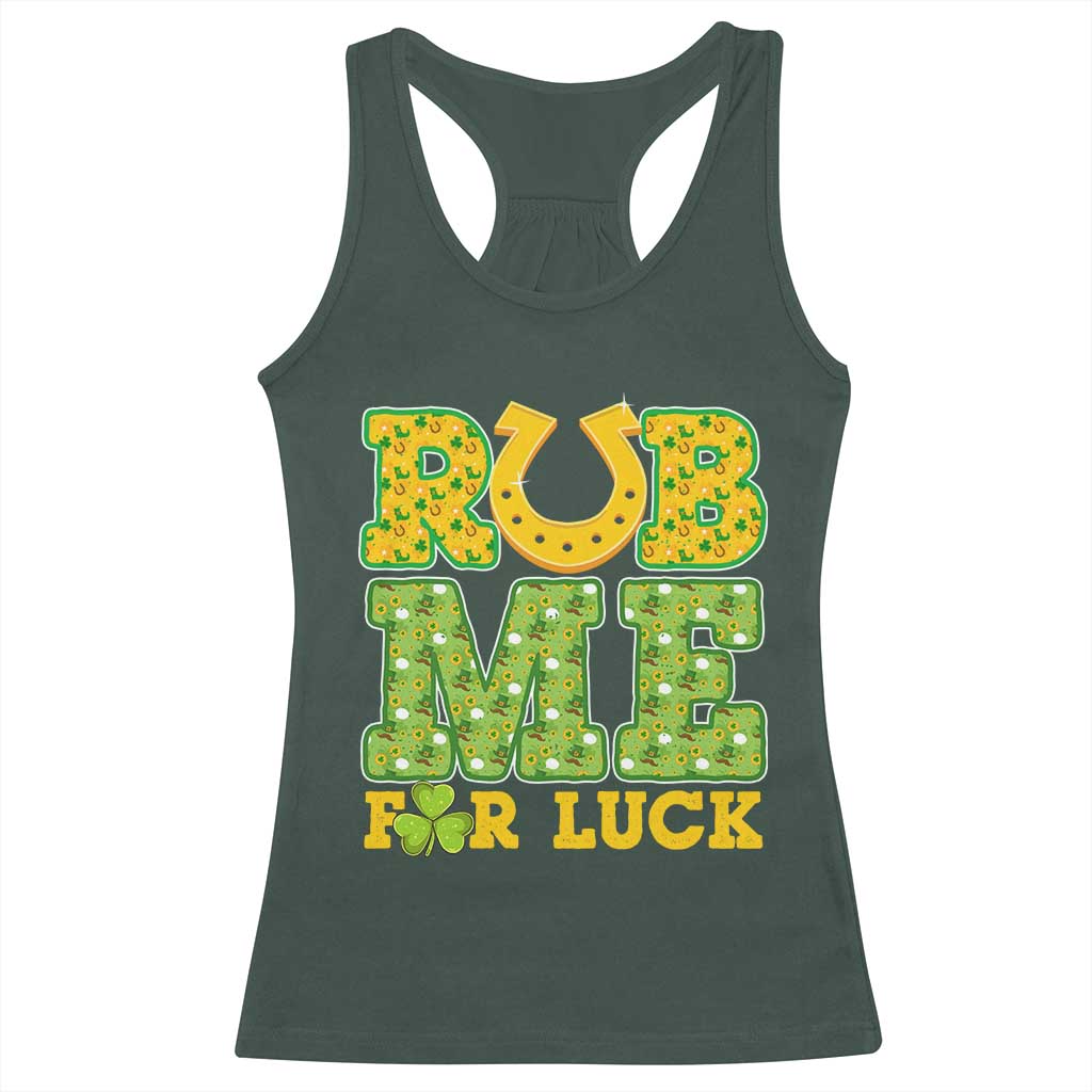 Funny St Patricks Day Racerback Tank Top Rub Me For Luck Shamrock Adult Humor