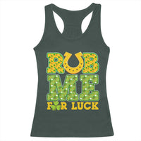 Funny St Patricks Day Racerback Tank Top Rub Me For Luck Shamrock Adult Humor