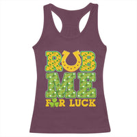 Funny St Patricks Day Racerback Tank Top Rub Me For Luck Shamrock Adult Humor