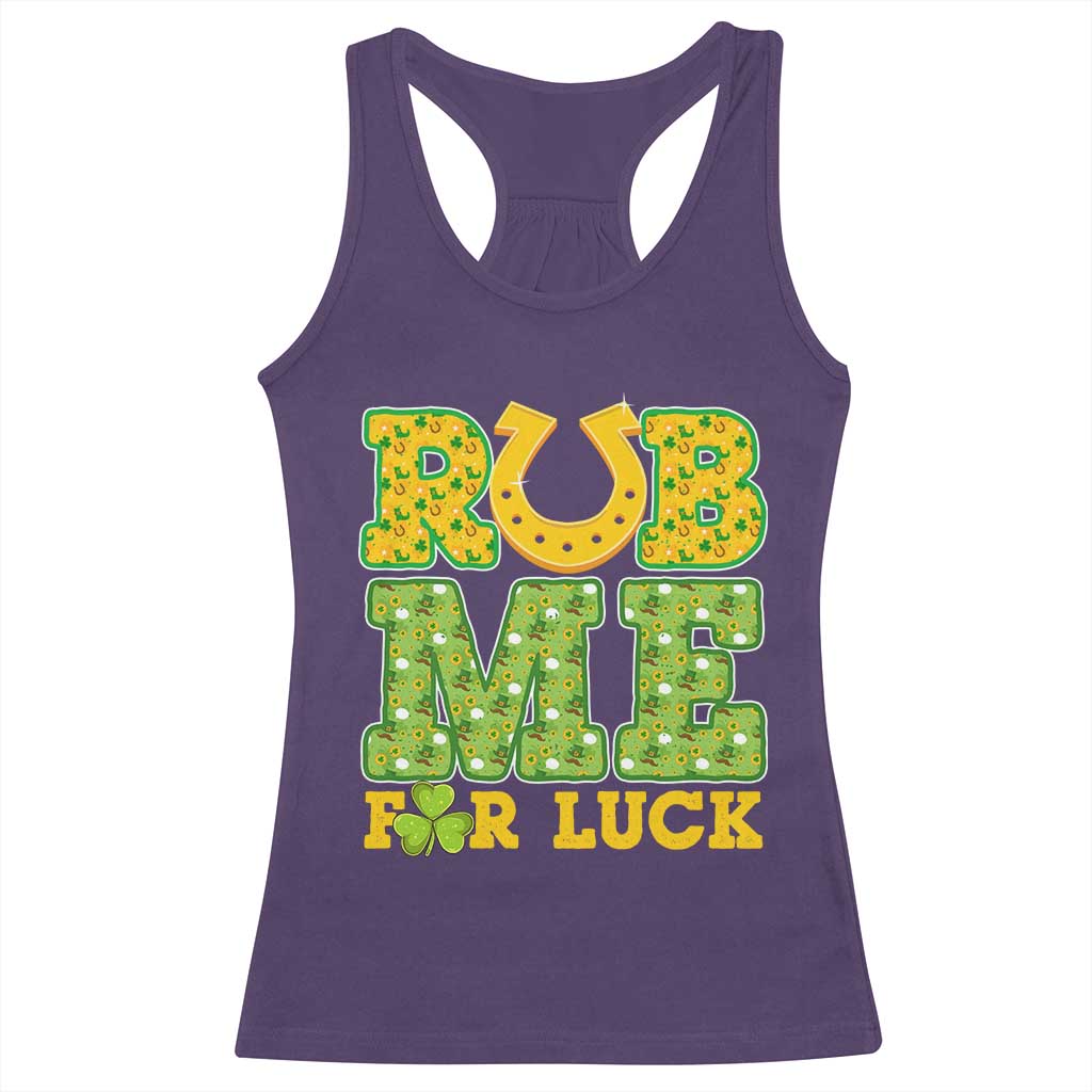 Funny St Patricks Day Racerback Tank Top Rub Me For Luck Shamrock Adult Humor