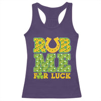 Funny St Patricks Day Racerback Tank Top Rub Me For Luck Shamrock Adult Humor