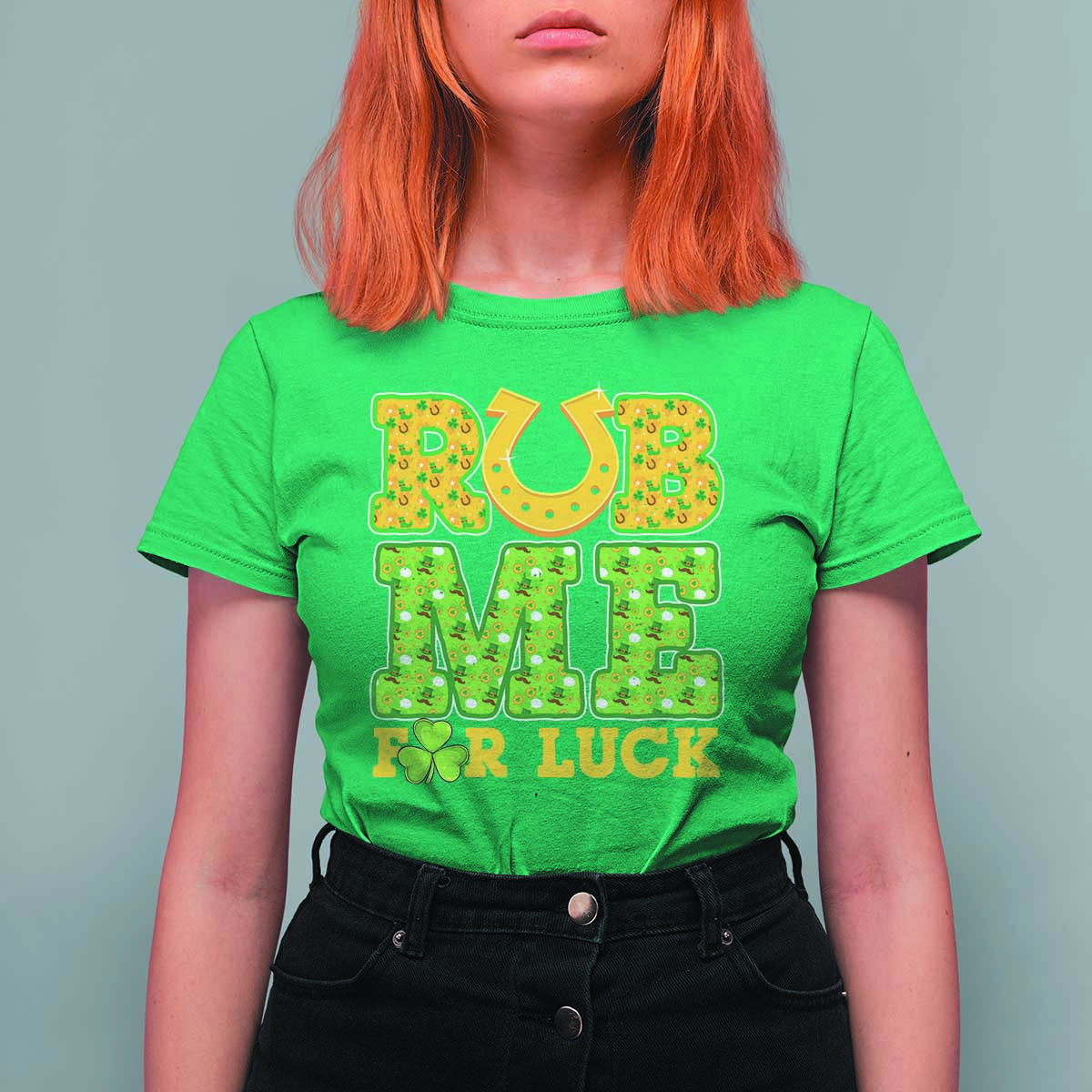 Funny St Patricks Day T Shirt For Women Rub Me For Luck Shamrock Adult Humor - Wonder Print Shop
