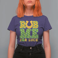 Funny St Patricks Day T Shirt For Women Rub Me For Luck Shamrock Adult Humor - Wonder Print Shop