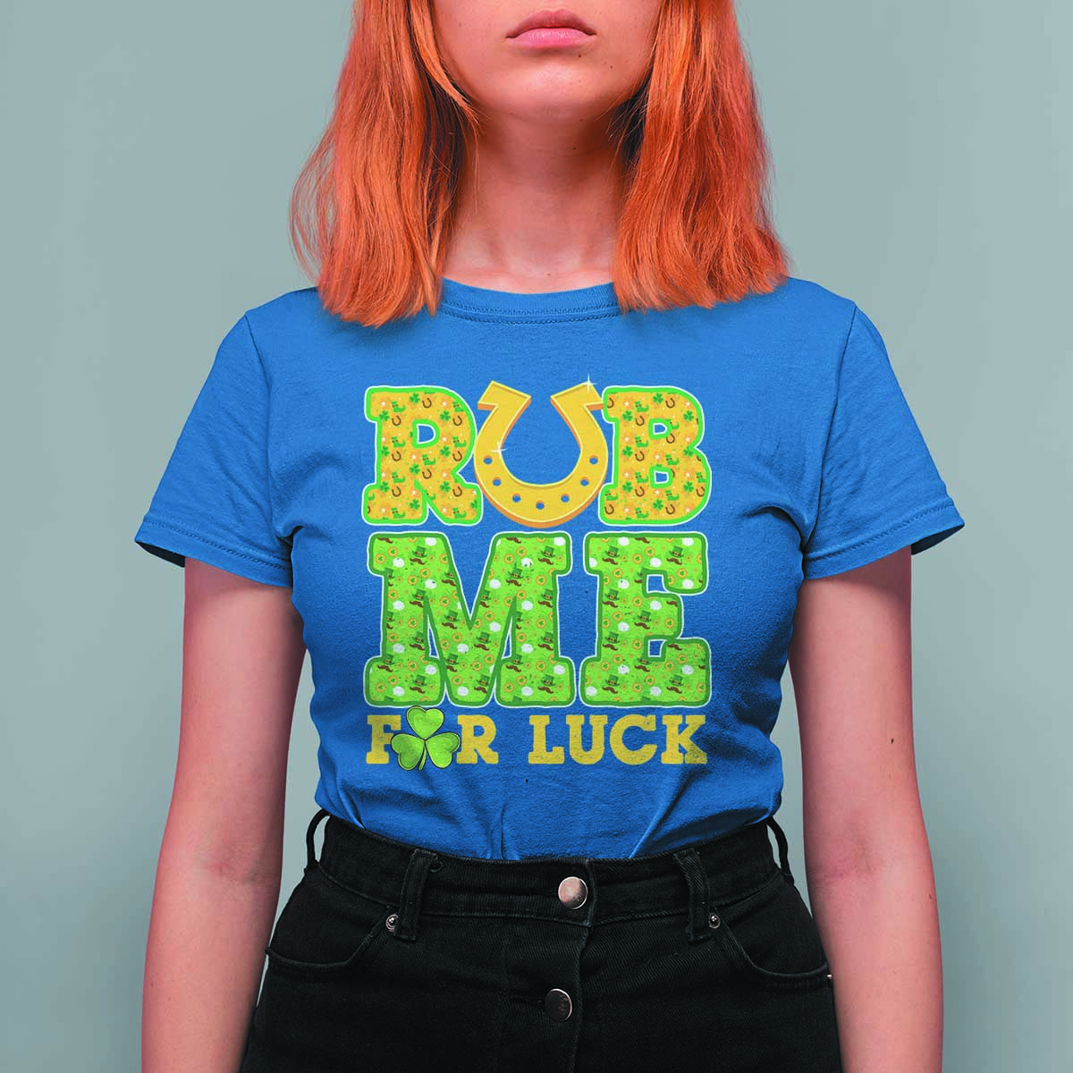 Funny St Patricks Day T Shirt For Women Rub Me For Luck Shamrock Adult Humor - Wonder Print Shop