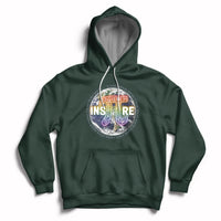 Math teacher hoodie in forest green with 3.14 Greek symbol and Inspire graphic