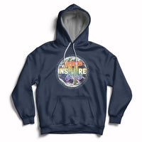 Math teacher hoodie in navy with 3.14 Greek symbol and Inspire graphic
