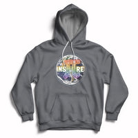 Math teacher hoodie in charcoal with 3.14 Greek symbol and Inspire graphic