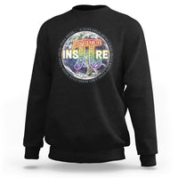 Black crewneck sweatshirt with colorful math symbol graphic on chest