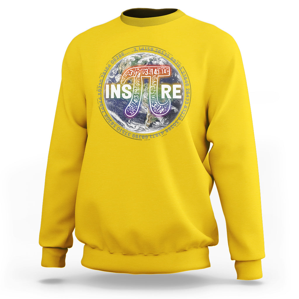 Daisy yellow crewneck sweatshirt with colorful math symbol graphic on chest