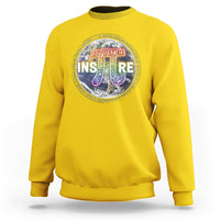 Daisy yellow crewneck sweatshirt with colorful math symbol graphic on chest
