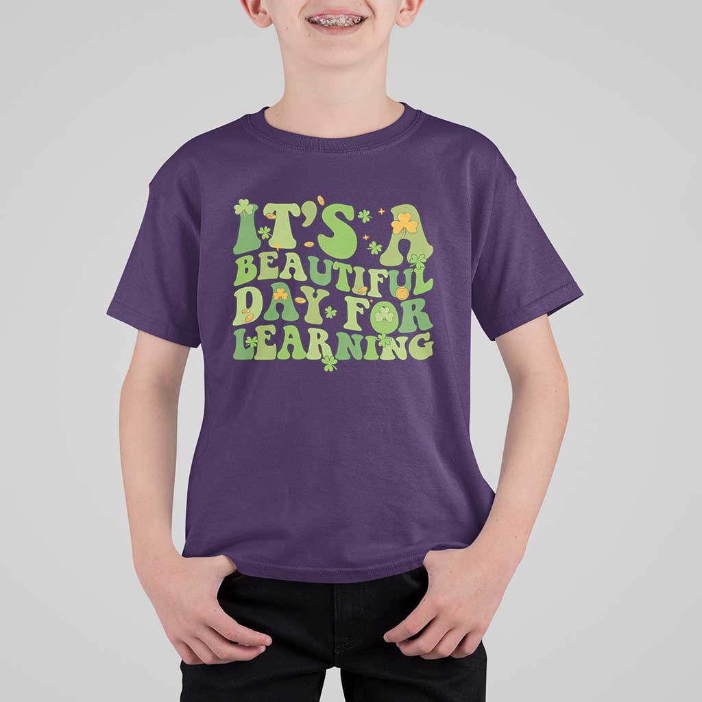 Funny St Patricks Day T Shirt For Kid It's Beautiful Day For Learning Students - Wonder Print Shop