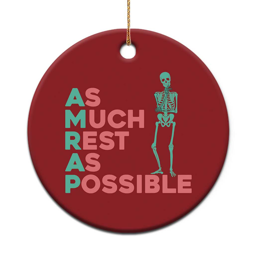 Workout Skeleton Christmas Ornament As Much Rest As Possible AMRAP Lazy Skeleton Funny Gym Quotes - Wonder Print Shop