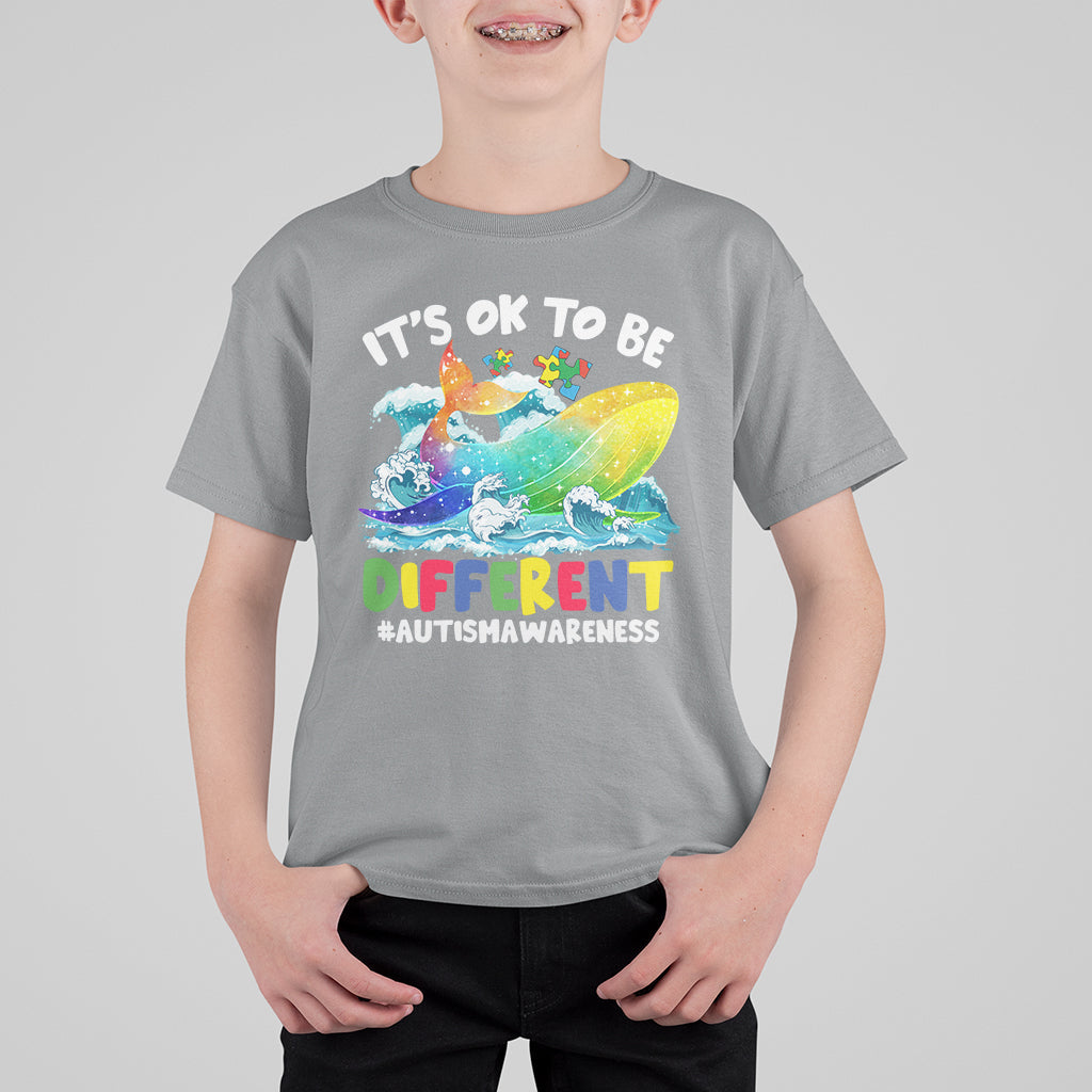 Autism Awareness T Shirt For Kid Autism Whale It's Ok To Be Different Support Squad Raise Awareness Mental Health - Wonder Print Shop