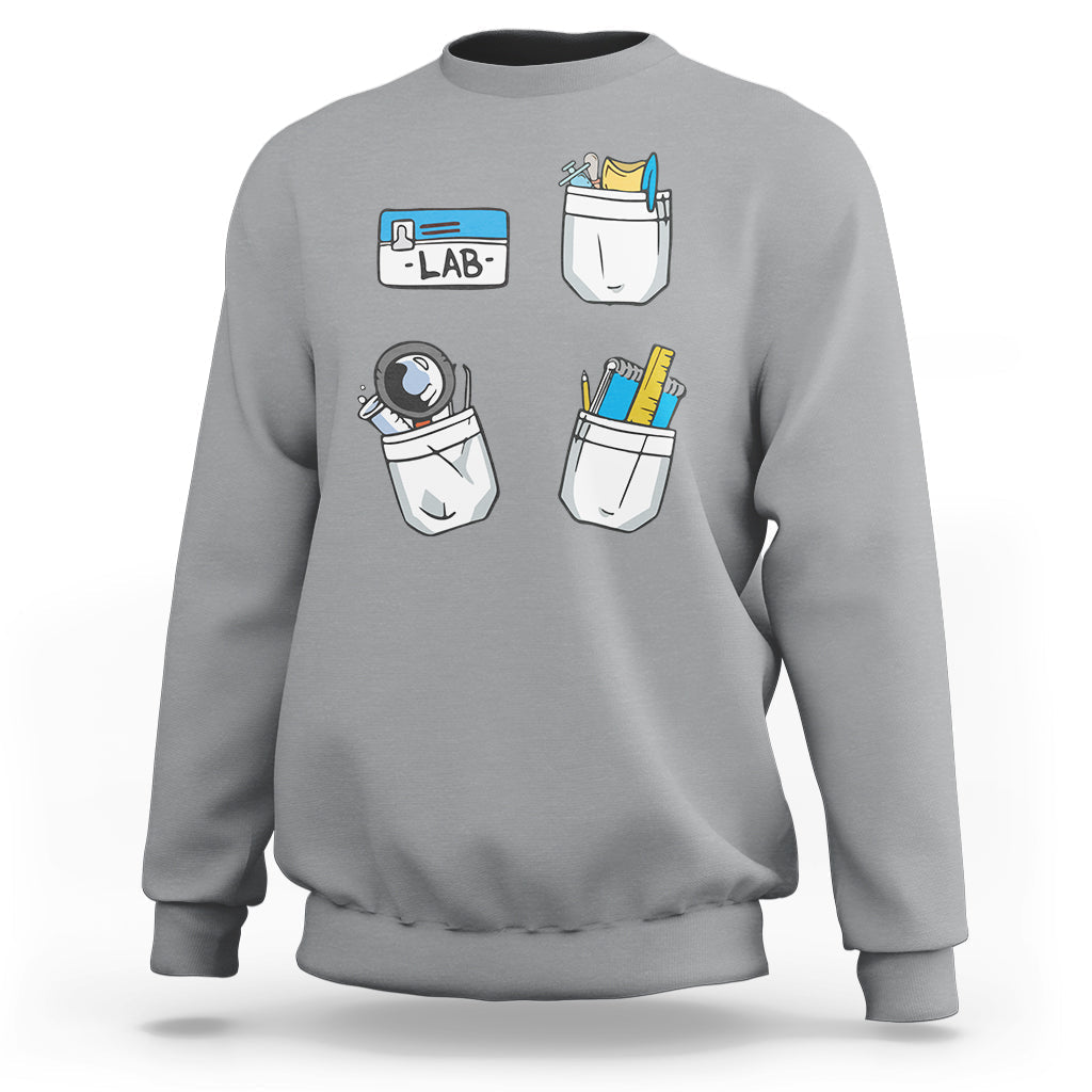 Sport gray crewneck sweatshirt with lab tech graphic on front
