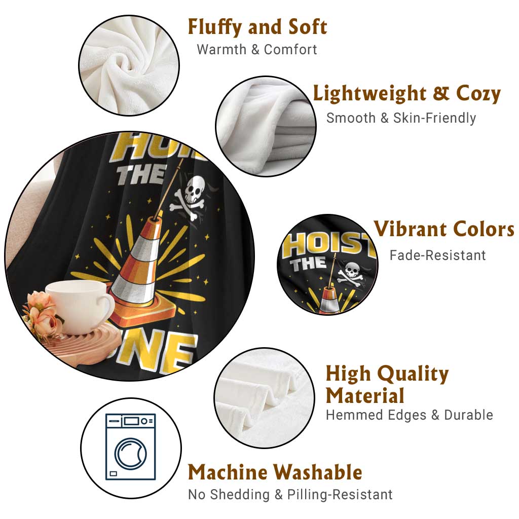 Hoist The Cone Jolly Roger Victory Throw Blanket Pirate Skull Baseball Sports Fan IYKYK Meme