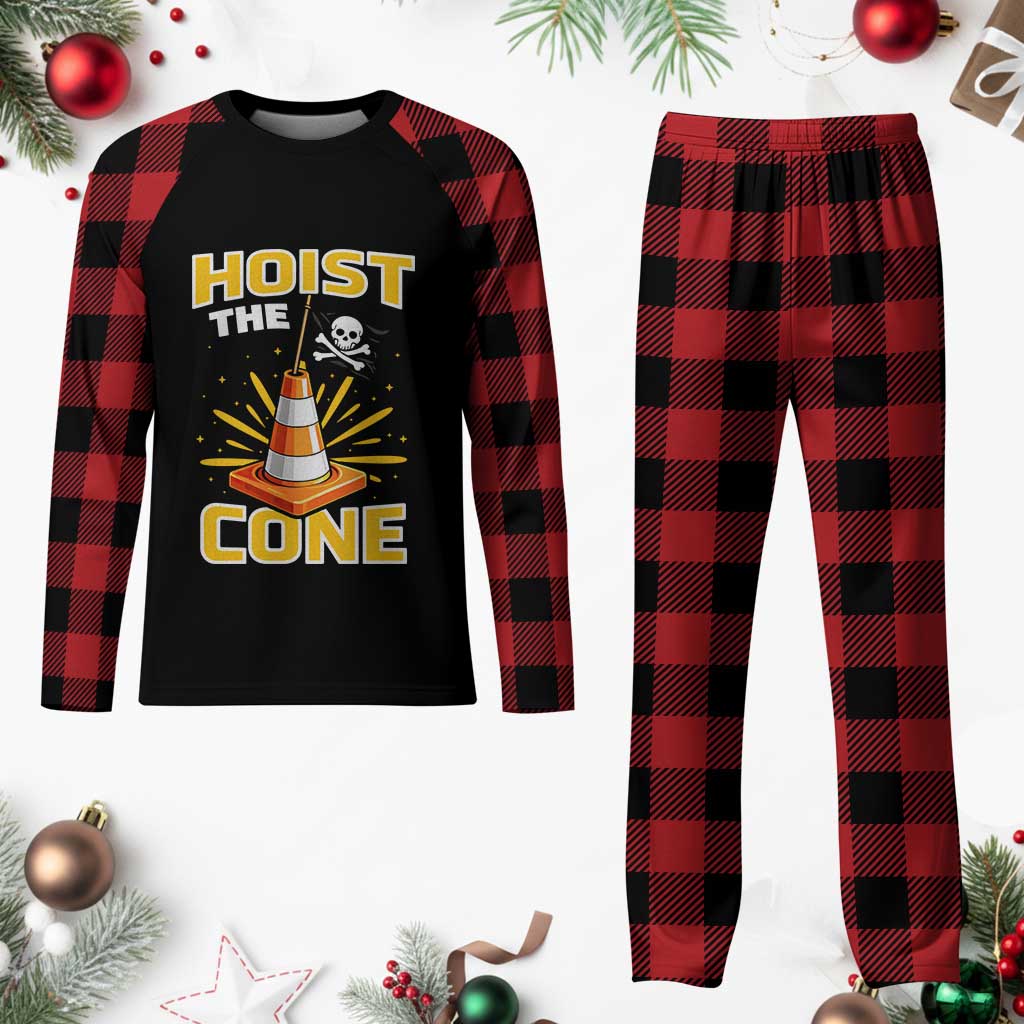 Hoist The Cone Jolly Roger Victory Plaid Pajama Set Pirate Skull Baseball Sports Fan IYKYK Meme
