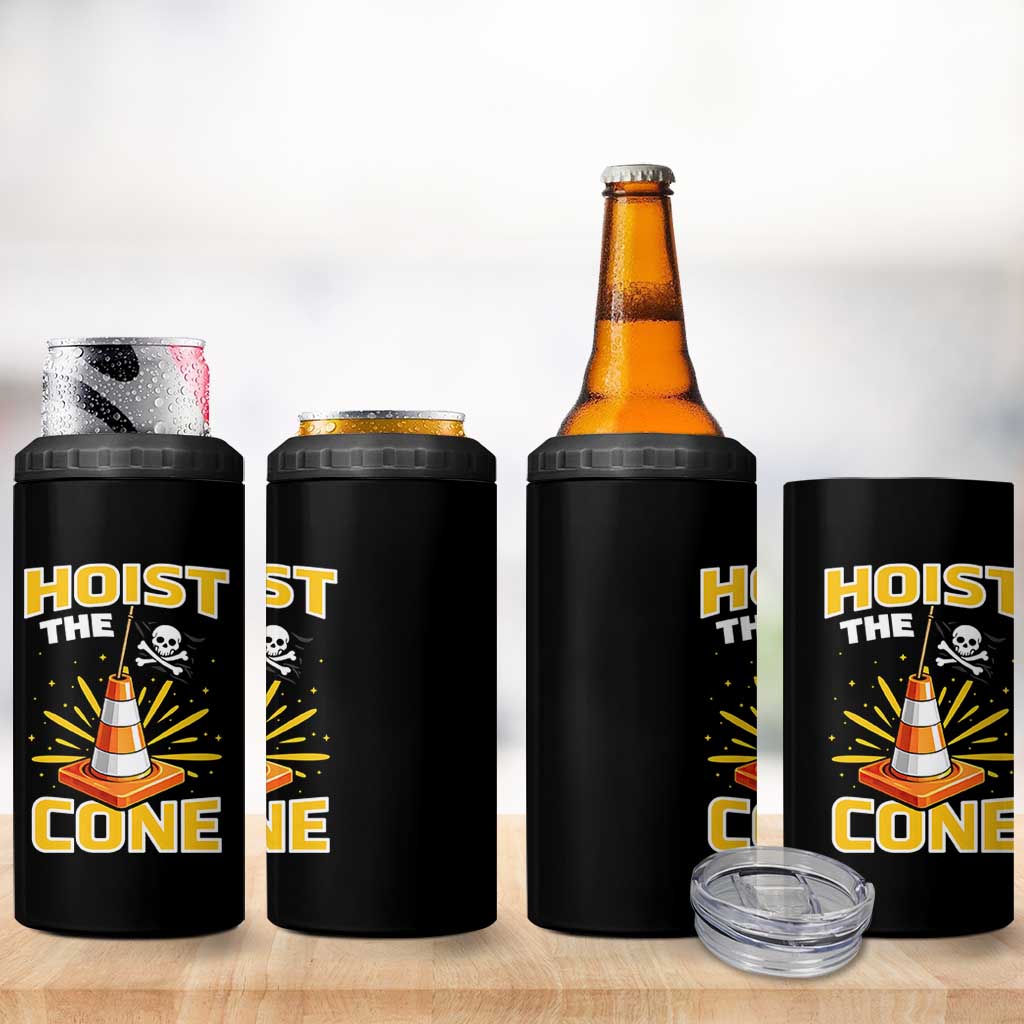 Hoist The Cone Jolly Roger Victory 4 in 1 Can Cooler Tumbler Pirate Skull Baseball Sports Fan IYKYK Meme