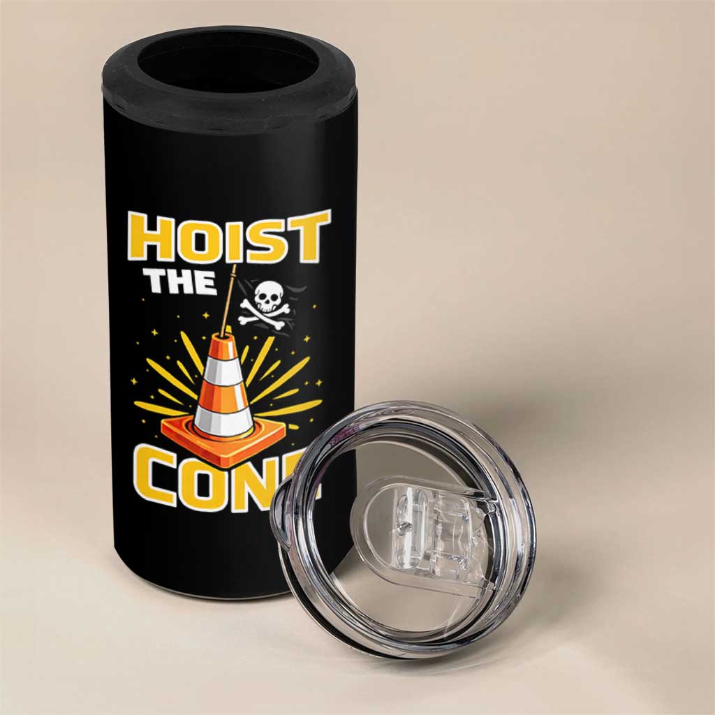 Hoist The Cone Jolly Roger Victory 4 in 1 Can Cooler Tumbler Pirate Skull Baseball Sports Fan IYKYK Meme