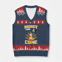 Hoist The Cone Jolly Roger Victory V-Neck Knit Sweater Vest Pirate Skull Baseball Sports Fan IYKYK Meme