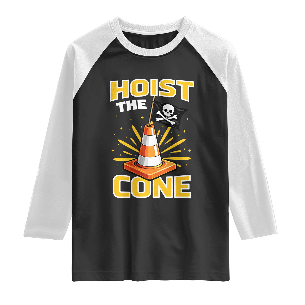 Hoist The Cone Jolly Roger Victory Raglan Shirt Pirate Skull Baseball Sports Fan IYKYK Meme