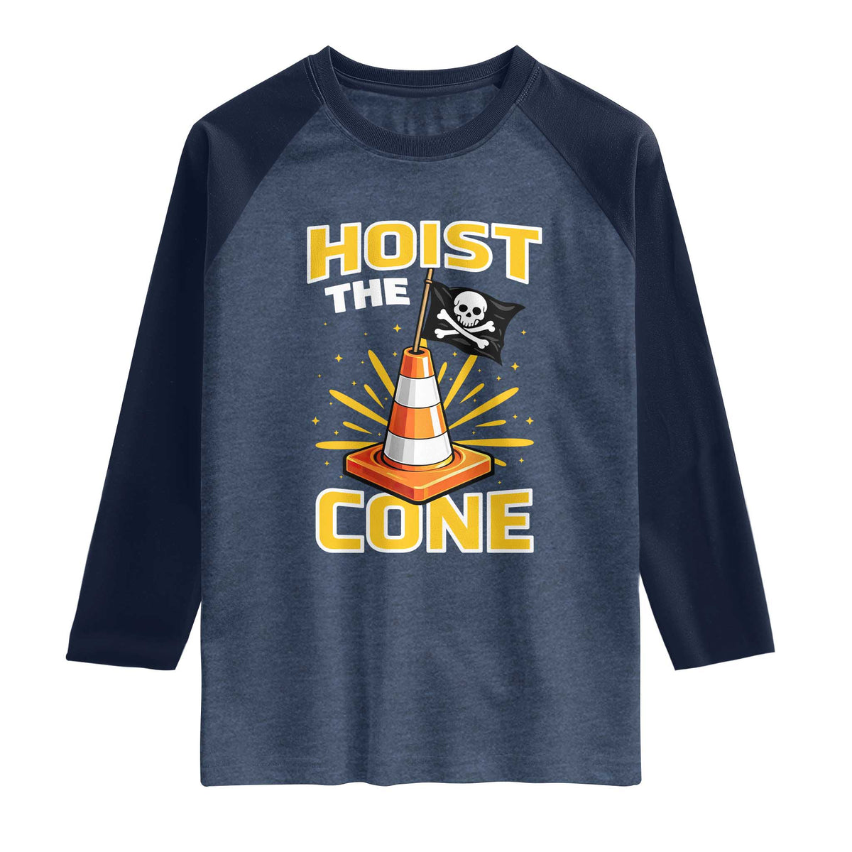 Hoist The Cone Jolly Roger Victory Raglan Shirt Pirate Skull Baseball Sports Fan IYKYK Meme