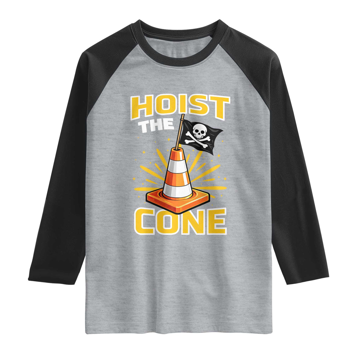 Hoist The Cone Jolly Roger Victory Raglan Shirt Pirate Skull Baseball Sports Fan IYKYK Meme