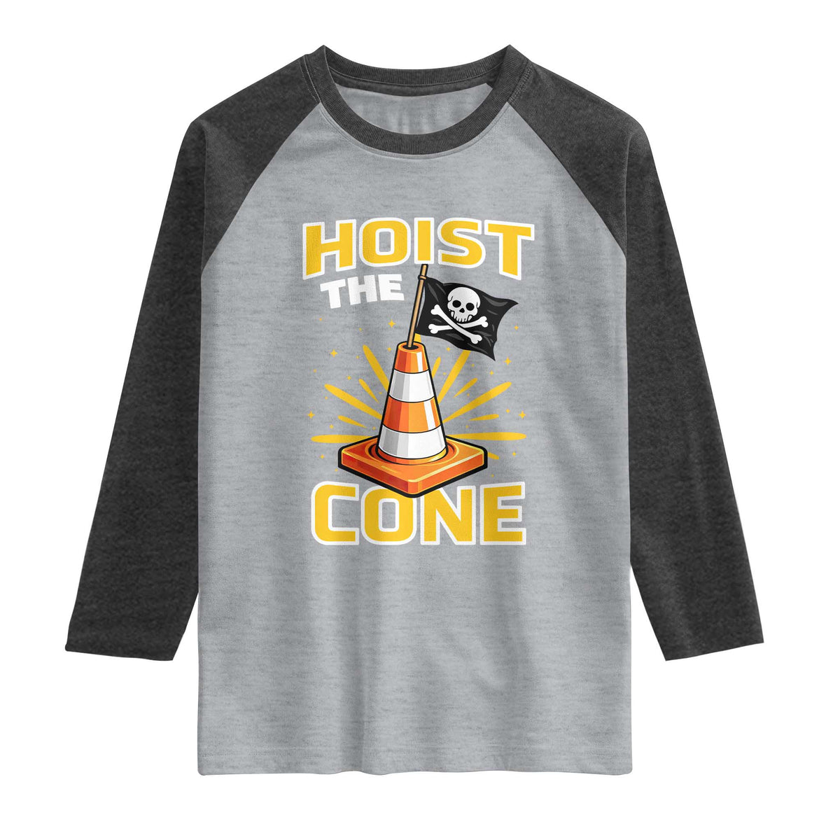 Hoist The Cone Jolly Roger Victory Raglan Shirt Pirate Skull Baseball Sports Fan IYKYK Meme