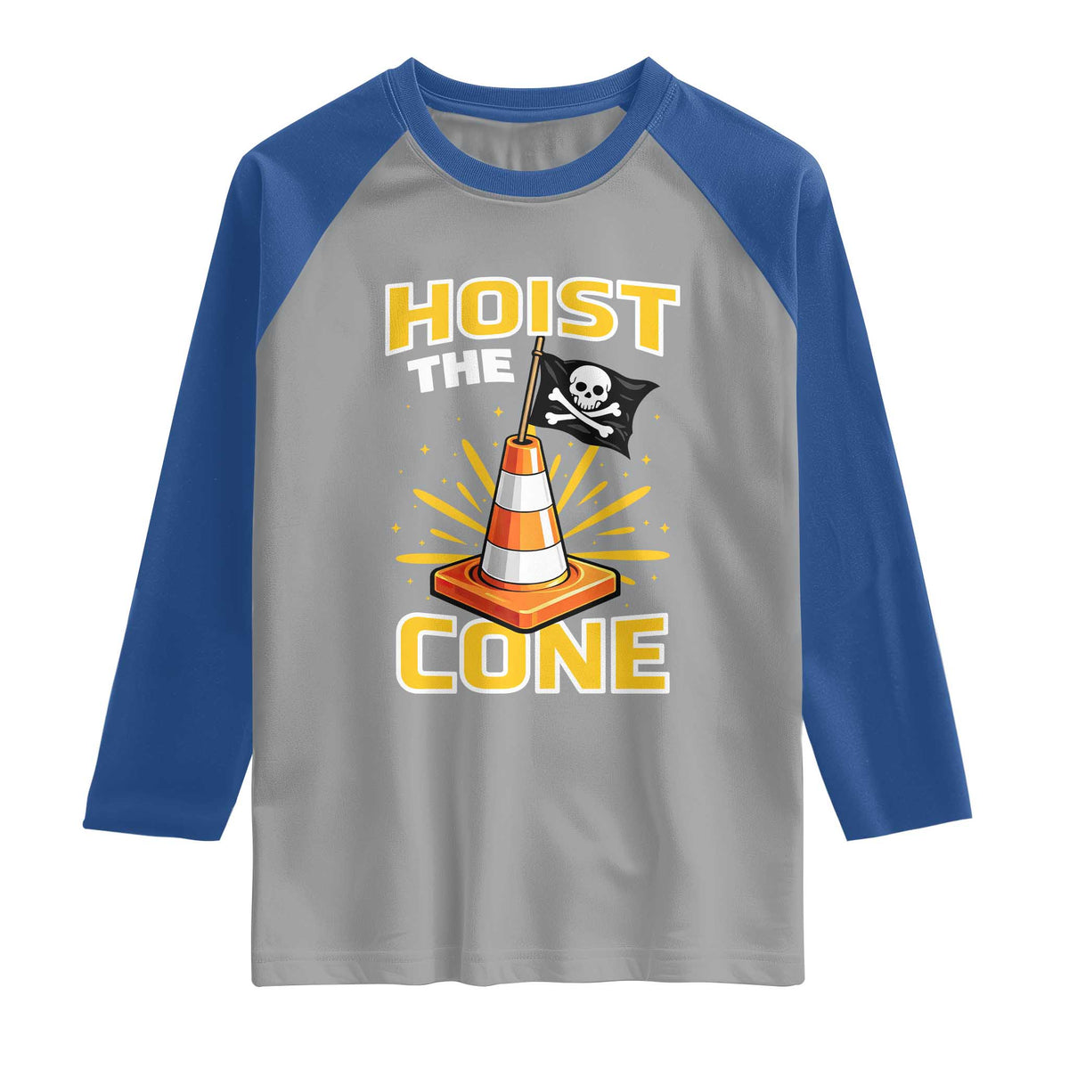 Hoist The Cone Jolly Roger Victory Raglan Shirt Pirate Skull Baseball Sports Fan IYKYK Meme