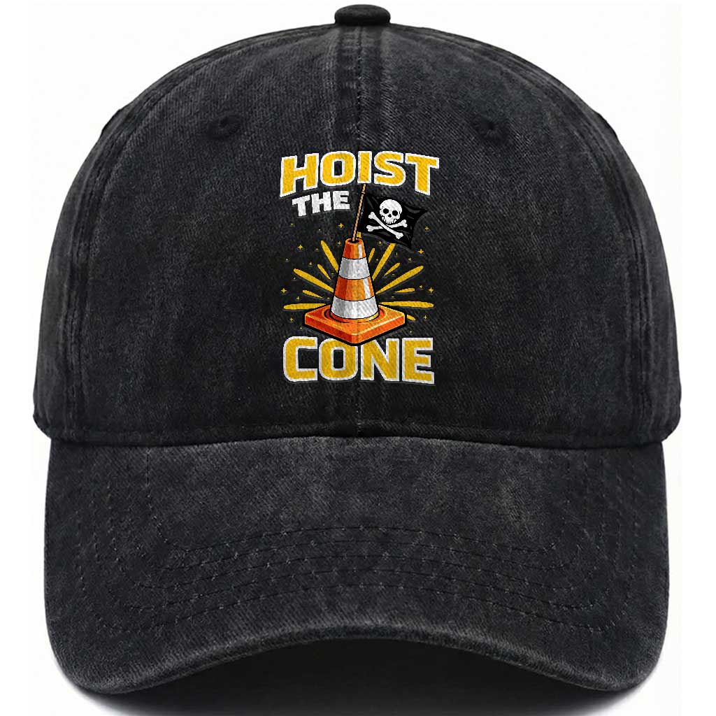 Hoist The Cone Jolly Roger Victory Washed Cotton Baseball Cap Pirate Skull Baseball Sports Fan IYKYK Meme