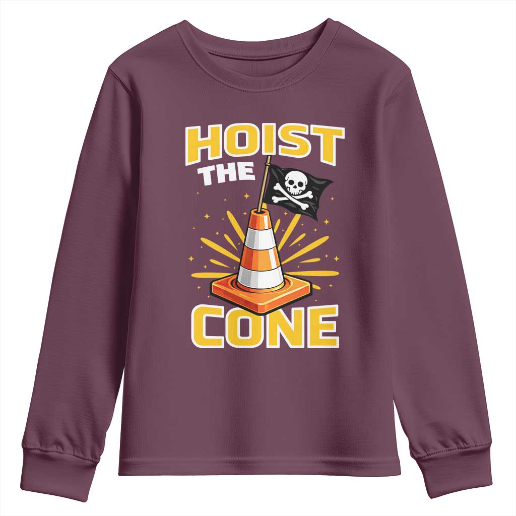 Hoist The Cone Jolly Roger Victory Youth Sweatshirt Pirate Skull Baseball Sports Fan IYKYK Meme