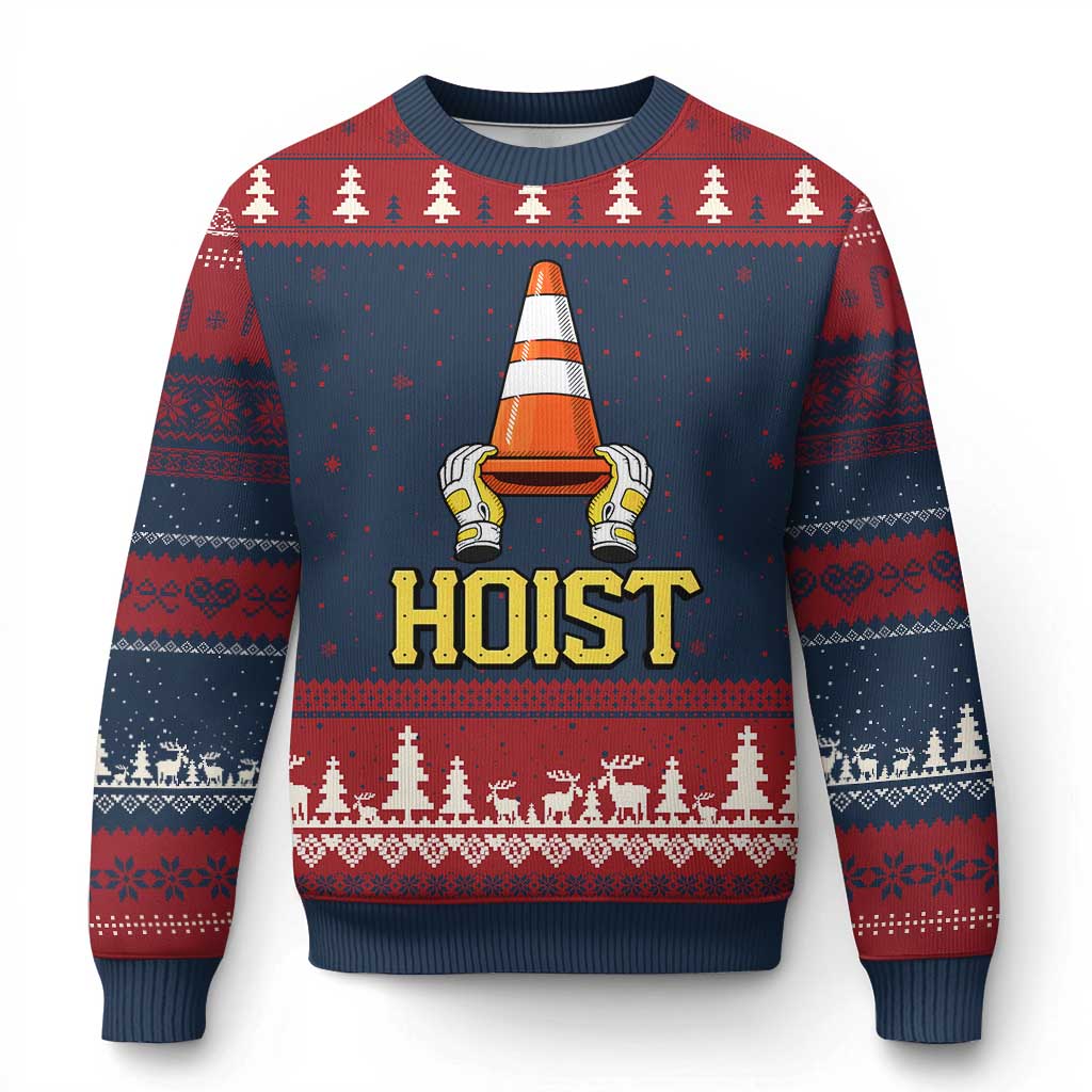 Funny Hoist The Cone Trophy Ugly Christmas Sweater IYKYK Meme Sports Fan Victory Celebration