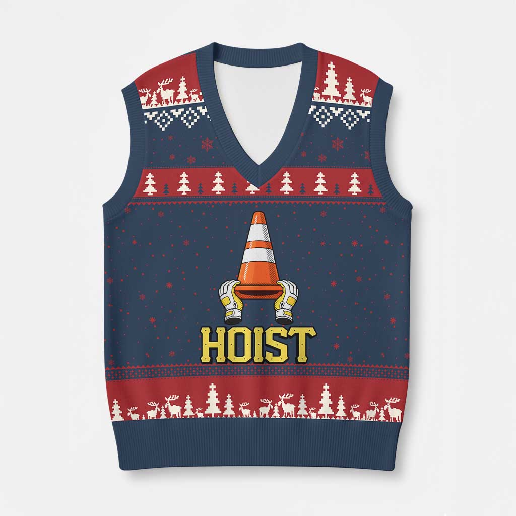 Funny Hoist The Cone Trophy V-Neck Knit Sweater Vest IYKYK Meme Sports Fan Victory Celebration