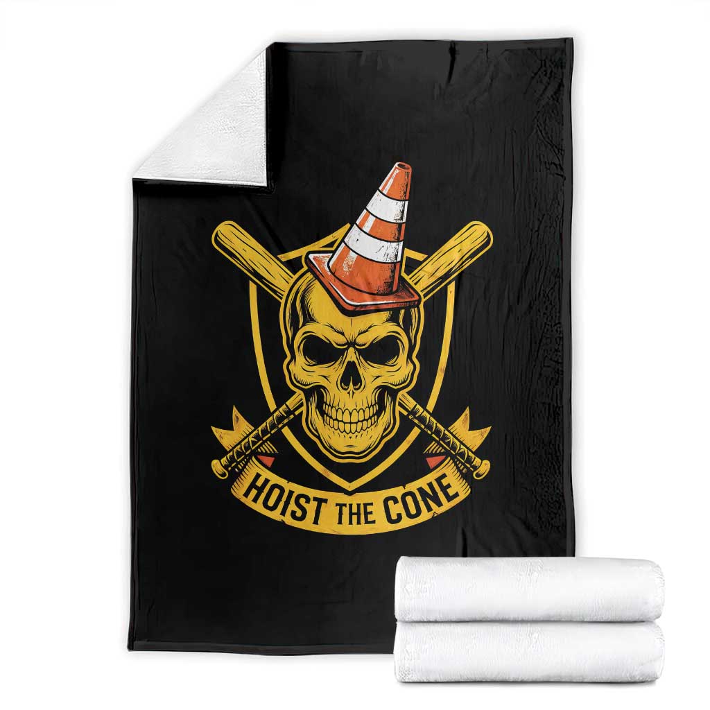 Funny Hoist The Cone Skull Throw Blanket IYKYK Meme Gritty Victory Celebration Sports Fan