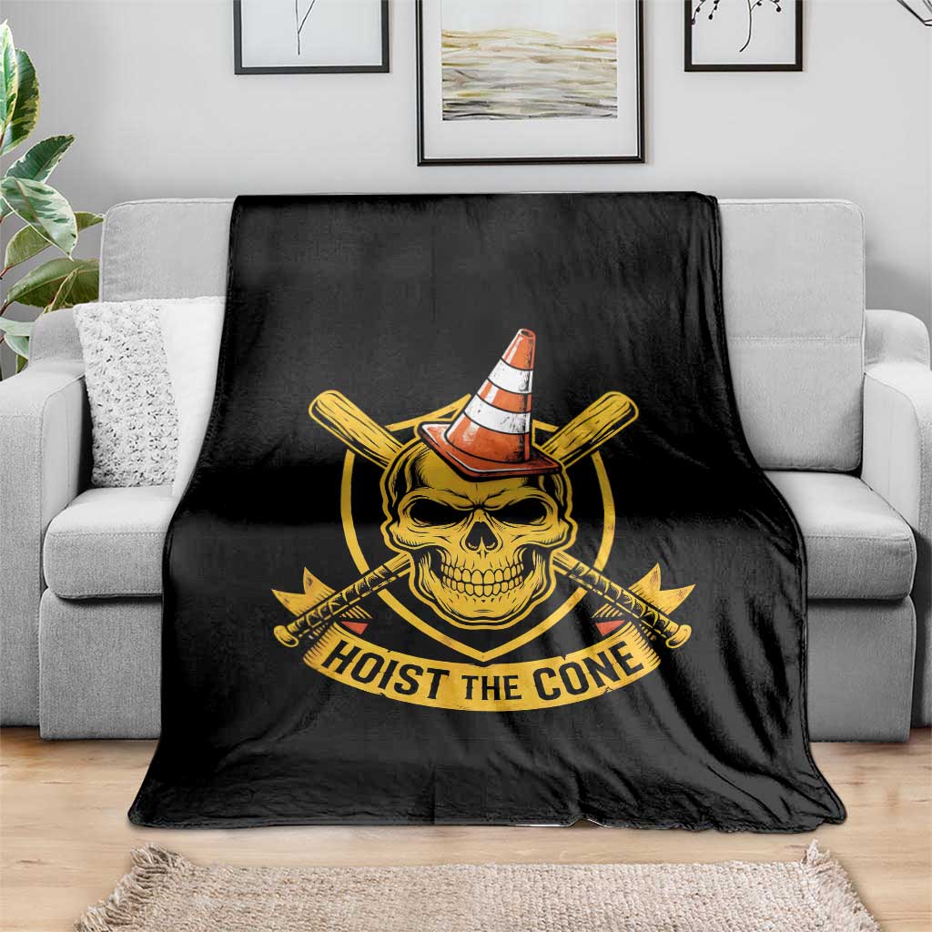 Funny Hoist The Cone Skull Throw Blanket IYKYK Meme Gritty Victory Celebration Sports Fan