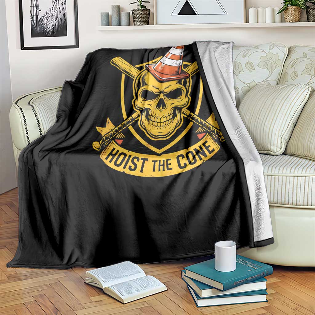 Funny Hoist The Cone Skull Throw Blanket IYKYK Meme Gritty Victory Celebration Sports Fan