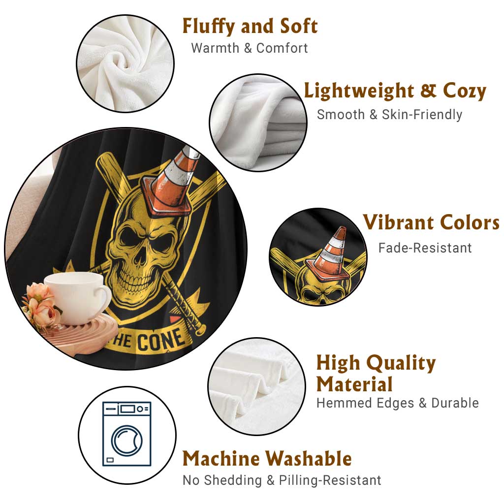 Funny Hoist The Cone Skull Throw Blanket IYKYK Meme Gritty Victory Celebration Sports Fan