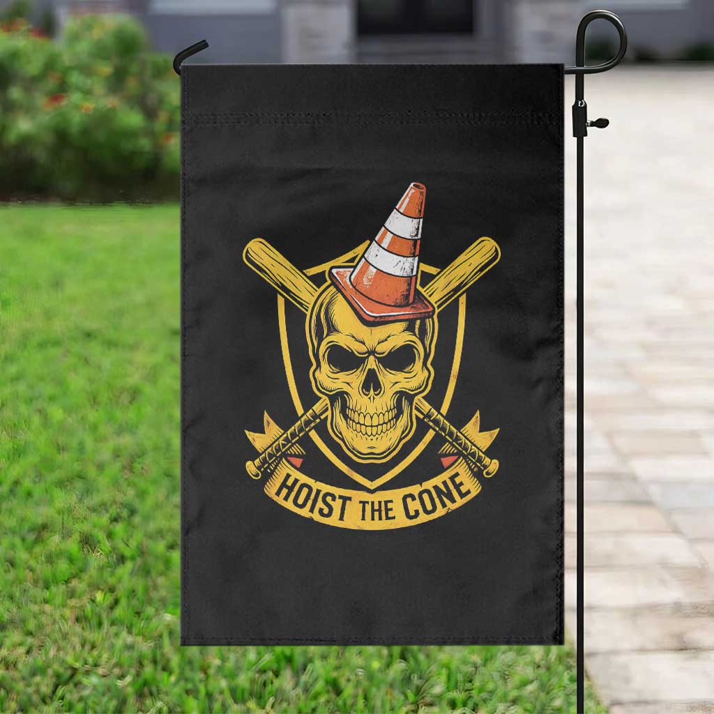 Funny Hoist The Cone Skull Garden Flag IYKYK Meme Gritty Victory Celebration Sports Fan
