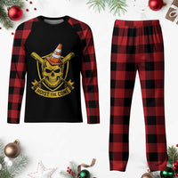 Funny Hoist The Cone Skull Plaid Pajama Set IYKYK Meme Gritty Victory Celebration Sports Fan