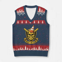 Funny Hoist The Cone Skull V-Neck Knit Sweater Vest IYKYK Meme Gritty Victory Celebration Sports Fan
