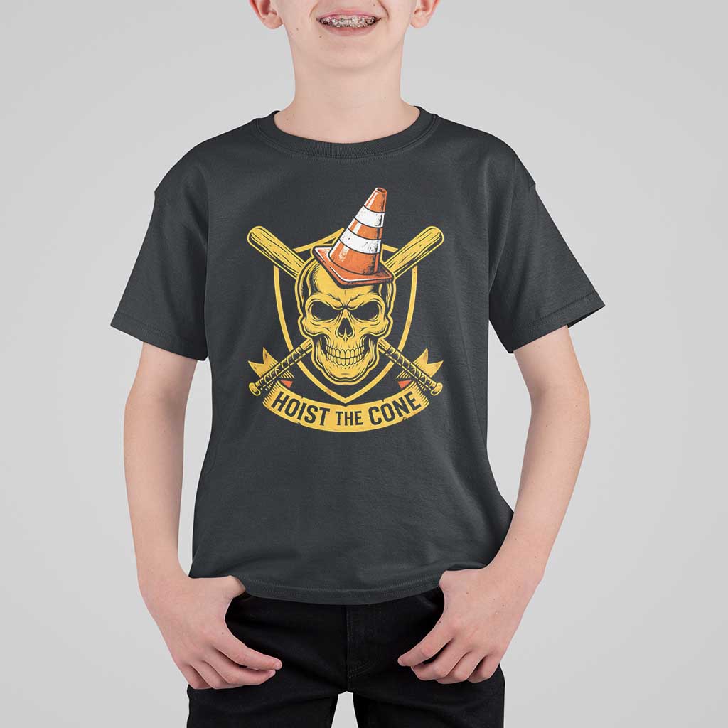 Funny Hoist The Cone Skull T Shirt For Kid IYKYK Meme Gritty Victory Celebration Sports Fan