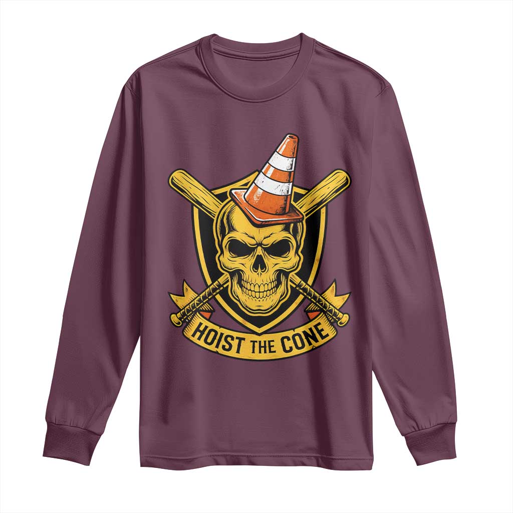 Funny Hoist The Cone Skull Long Sleeve Shirt IYKYK Meme Gritty Victory Celebration Sports Fan