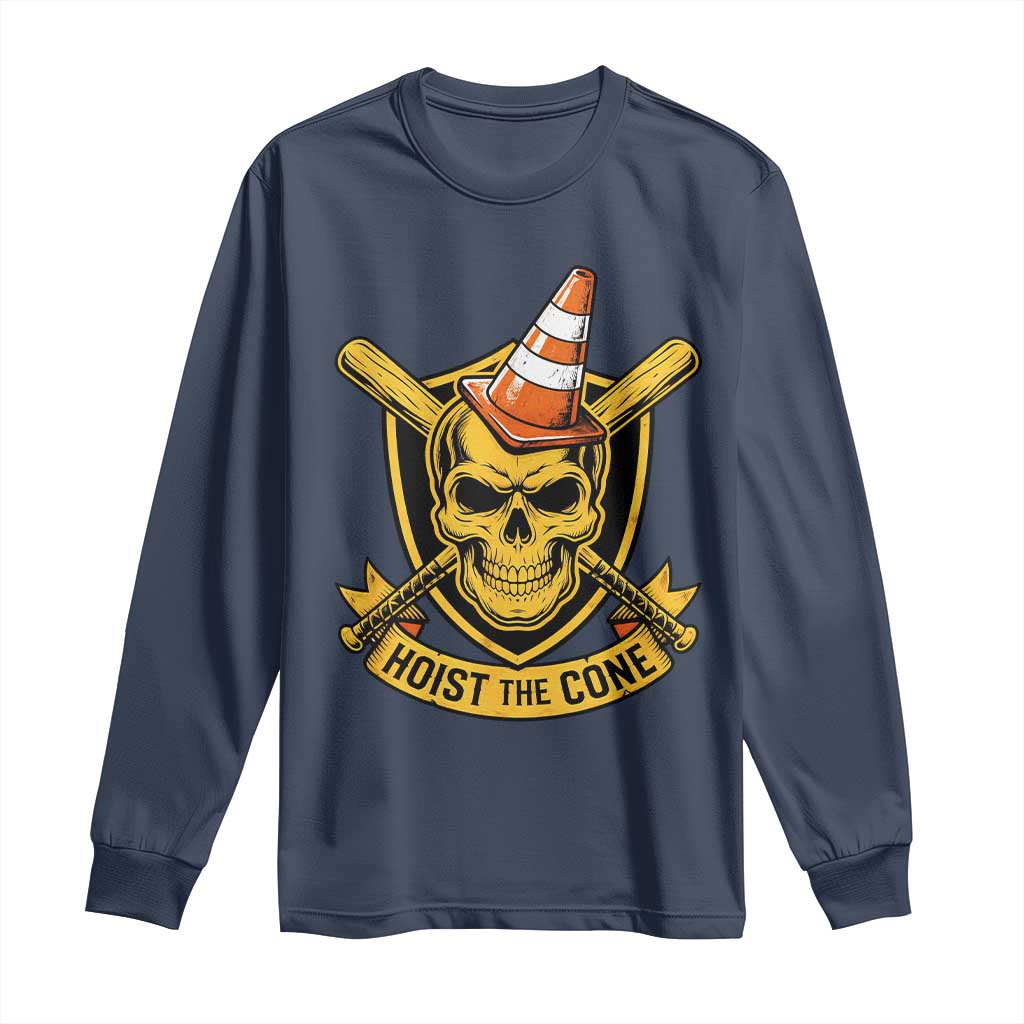 Funny Hoist The Cone Skull Long Sleeve Shirt IYKYK Meme Gritty Victory Celebration Sports Fan