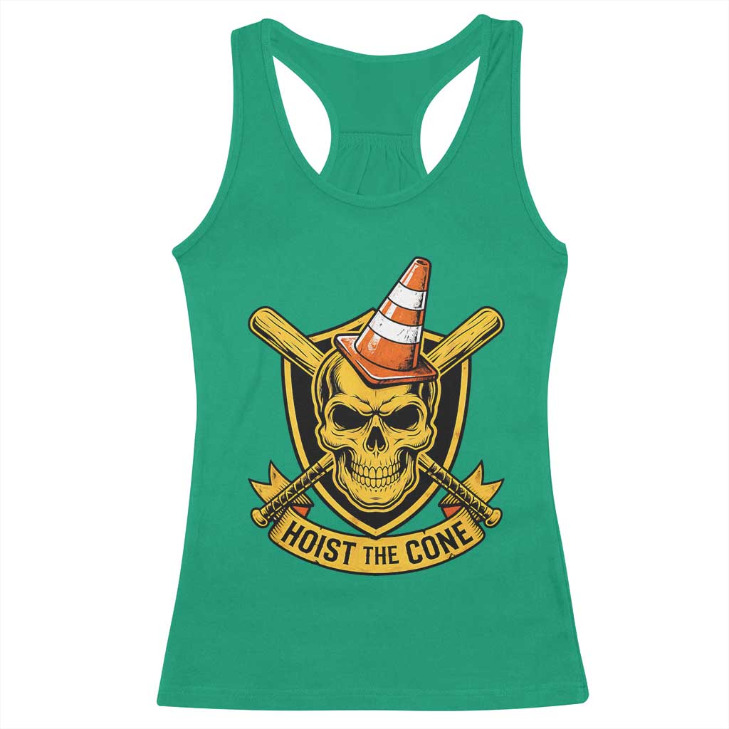 Funny Hoist The Cone Skull Racerback Tank Top IYKYK Meme Gritty Victory Celebration Sports Fan
