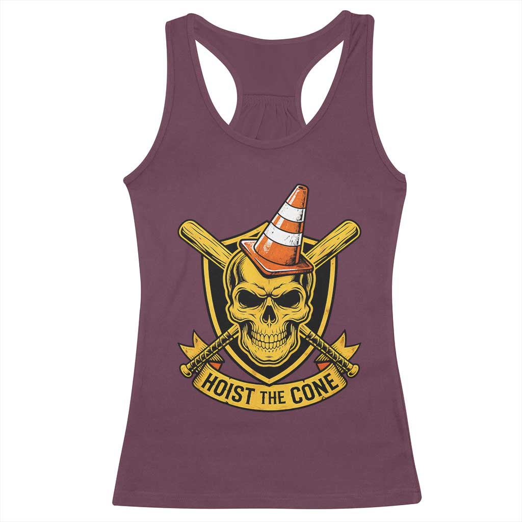 Funny Hoist The Cone Skull Racerback Tank Top IYKYK Meme Gritty Victory Celebration Sports Fan