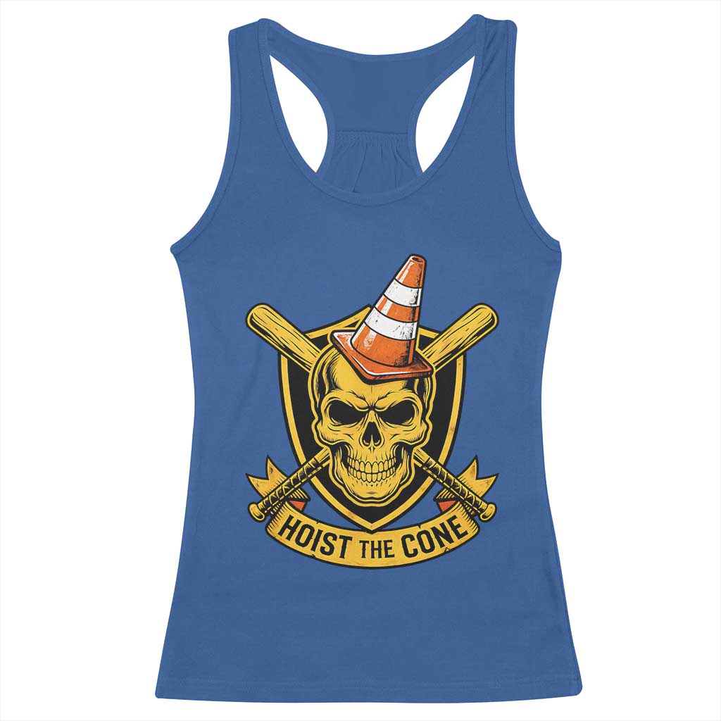 Funny Hoist The Cone Skull Racerback Tank Top IYKYK Meme Gritty Victory Celebration Sports Fan