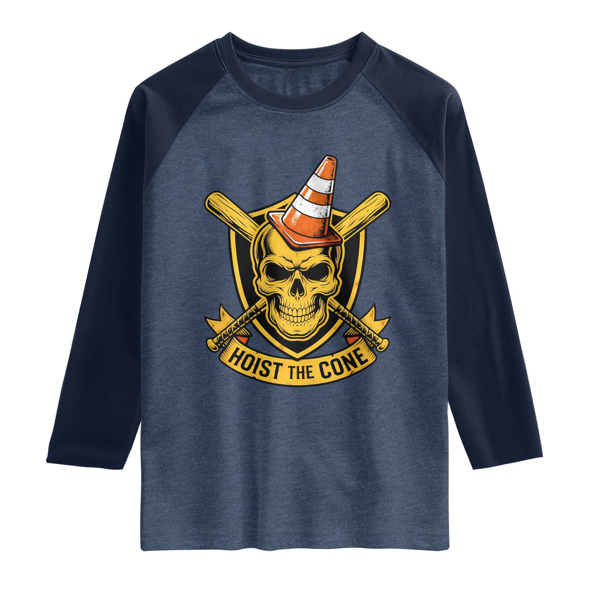 Funny Hoist The Cone Skull Raglan Shirt IYKYK Meme Gritty Victory Celebration Sports Fan