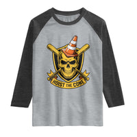 Funny Hoist The Cone Skull Raglan Shirt IYKYK Meme Gritty Victory Celebration Sports Fan